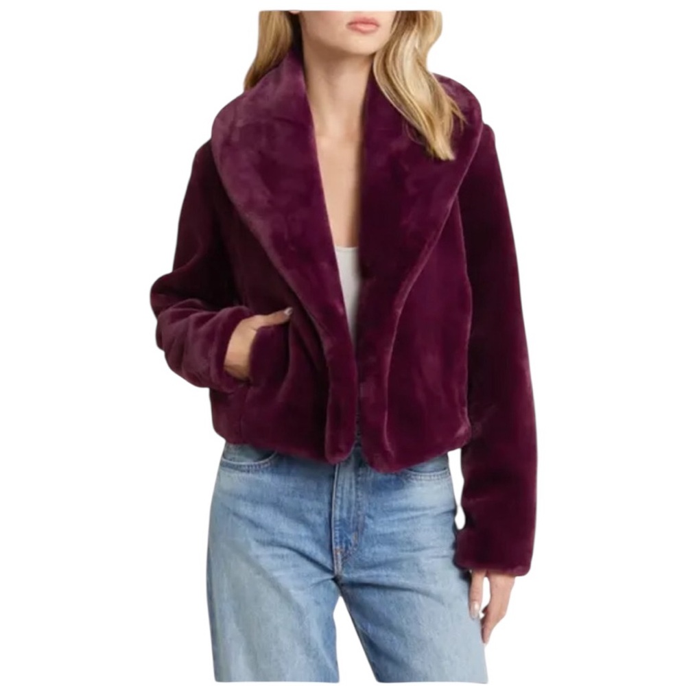 BlankNYC Faux Fur Cropped Jacket in Dry Martini - Picture 8 of 8